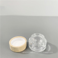 Wholesale 15g 20g 30g 50g cosmetic cream containers packaging clear glass jar with bamboo wood lid